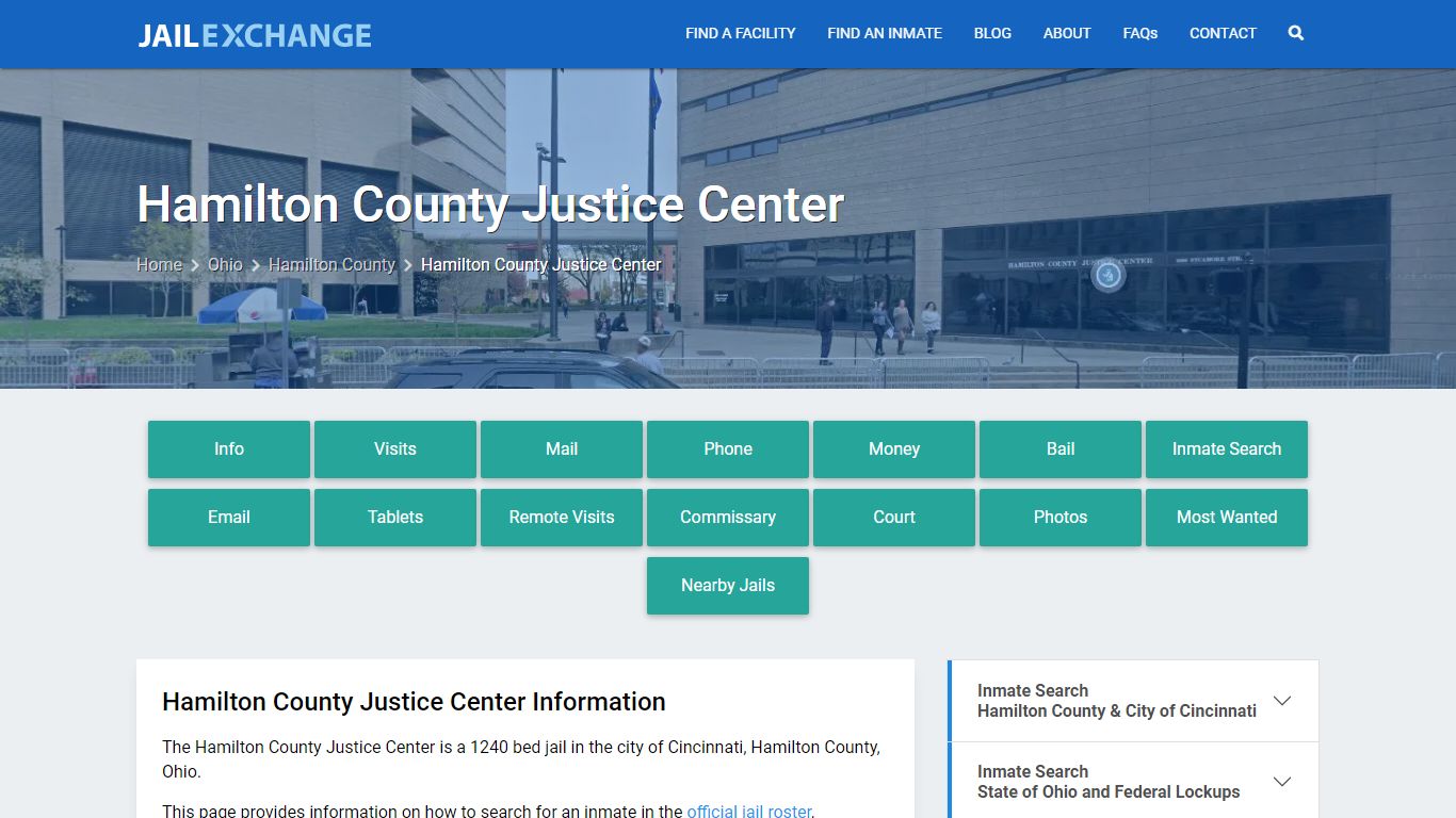 Hamilton County Justice Center, OH Inmate Search, Information